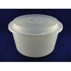 1500P PP Round White Container w/ Clear PP Lid